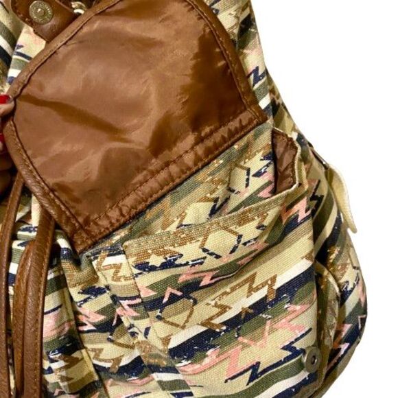 Womens Backpack Neutral Earth Colors Aztec Geometric Print Lined - Picture 4 of 7